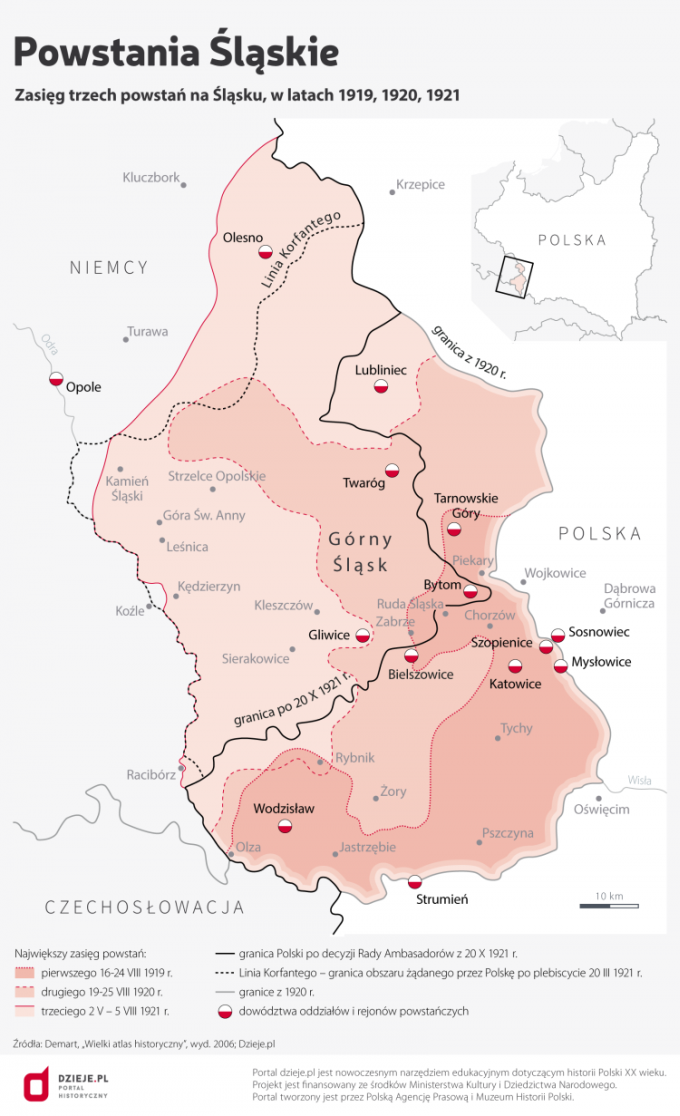 Powstania Śląskie / Infografika PAP