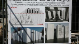 Prace przy budowie Panteonu-Mauzoleum na Łączce na Wojskowych Powązkach. Fot. PAP/T. Gzell 