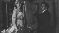Leopold Gottlieb malujący portret tancerki Leili Bederkhan. 1925 r. Fot. NAC