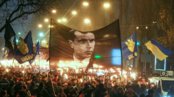 Marsz w 108. rocznicę urodzin przywódcy ukraińskich nacjonalistów Stepana Bandery. Kijów, 01.01.2017. Fot. PAP/EPA