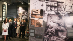 Księżna Catherine (L) i książę William (C) zwiedzają Muzeum Powstania Warszawskiego w towarzystwie prezydenta Andrzeja Dudy (3L) i jego małżonki Agaty Kornhauser-Dudy (3P). Fot. PAP/P. Supernak 
