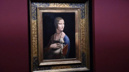 "Dama z gronostajem" Leonarda da Vinci w Muzeum Narodowym w Krakowie. 05.2017. Fot. PAP/J. Bednarczyk