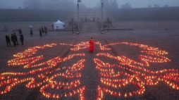 Biało-czerwony orzeł w Twierdzy Kijowskiej na Święto Niepodległości. Źródło: Ambasada RP na Ukrainie