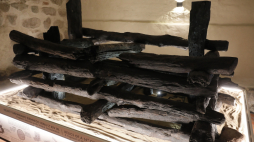 Prezentacja reliktu drewniano-ziemnego wału skrzyniowego z połowy XIV wieku. Fot. PAP/P. Supernak