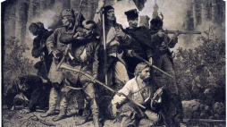 Artur Grottger, „Bitwa”, grafika z cyklu „Polonia”, 1863 r. Źródło: Wikipedia Commons