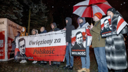 Akcja solidarnościowa z więzionym na Białorusi Andrzejem Poczobutem. Białystok, 22.12.2023. Fot. PAP/M. Onufryjuk