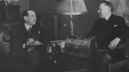 Spotkanie ministra Becka (L) i komisarza ds. zagranicznych Litwinowa podczas wizyty w Moskwie. Luty 1934 r. Fot. NAC