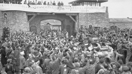 Wojska amerykańskie w wyzwolonym niemieckim obozie Mauthausen-Gusen.  5 maja 1945 r. Źródło: Wikimedia Commons 