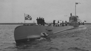 Okręt podwodny ORP “Orzeł” wpływa do portu w Gdyni. Luty 1939 r. Fot. NAC