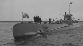 Powitanie okrętu podwodnego ORP Orzeł w Gdyni. 10.02.1939. Źródło:NAC