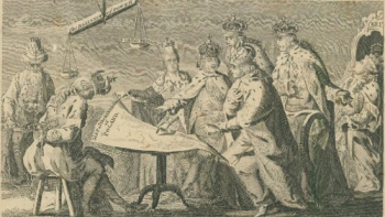 "Obraz Europy w lipcu 1772" - alegoria I rozbioru Polski. Źródło: CBN Polona