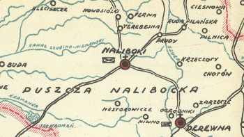 Naliboki na przedwojennej mapie województwa nowogródzkiego. Źródło: CBN Polona