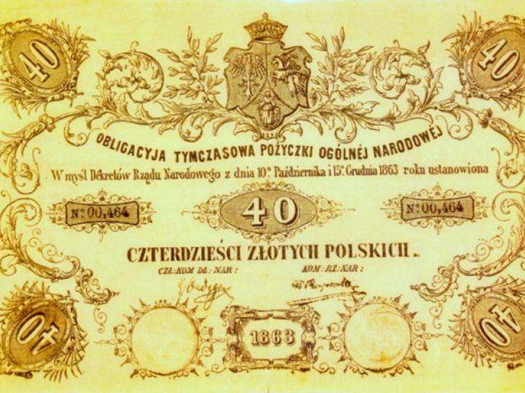 Obligacja wydana przez Rząd Narodowy w 1863 r. Źródło: Biblioteka Narodowa