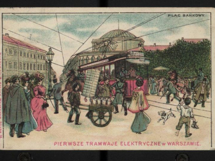 Warszawa, pocztówka z 1908 r., Plac Bankowy. Domena publiczna, zbiory Biblioteki Narodowej w Warszawie.