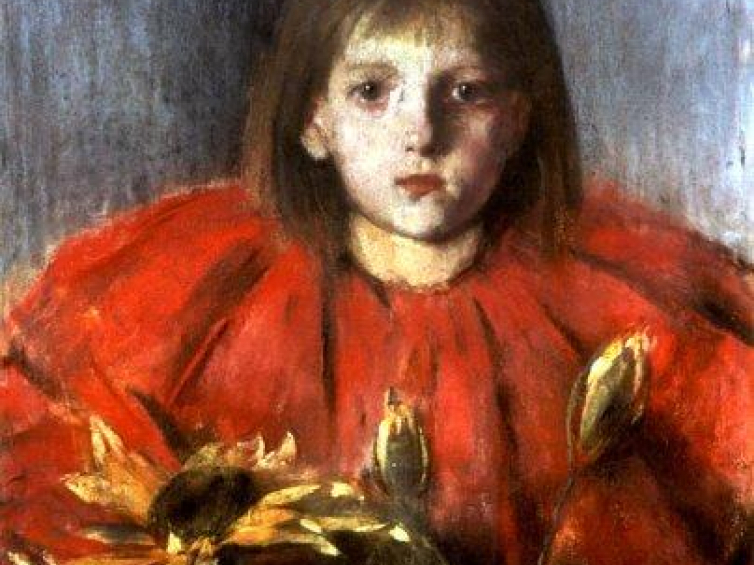 „Dziewczynka ze słonecznikami” Olgi Boznańskiej. Fot. Wikimedia Commons. Źródło: Muzeum Ziemi Lubuskiej