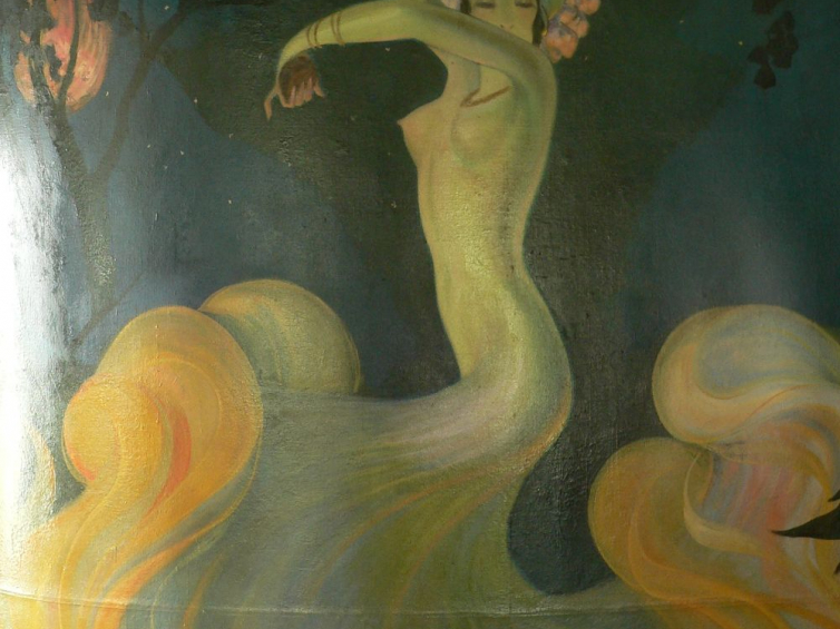 Malowidła Stefana Norblina w pałacu maharadży Bahadura w Morvi po konserwacji - bar górny. Fot. M. Burzynowski