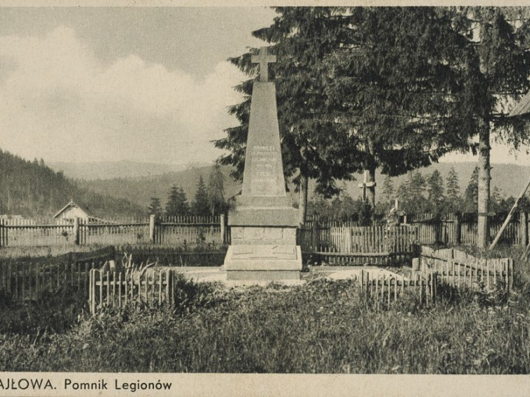Pomnik Legionów w Rafajłowej przed 1939 r. Źródło: BN Polona