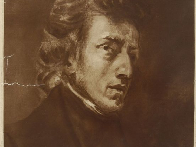 Fryderyk Chopin. Fot. obrazu Eugene Delacroix z 1838 r. Źródło: BN Polona