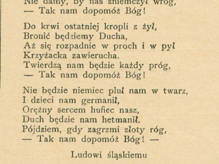 Rota zamieszczona w Gwiazdce Cieszyńskiej nr 90 z 7 listopada 1908 r. Źródło: Książnica Cieszyńska
