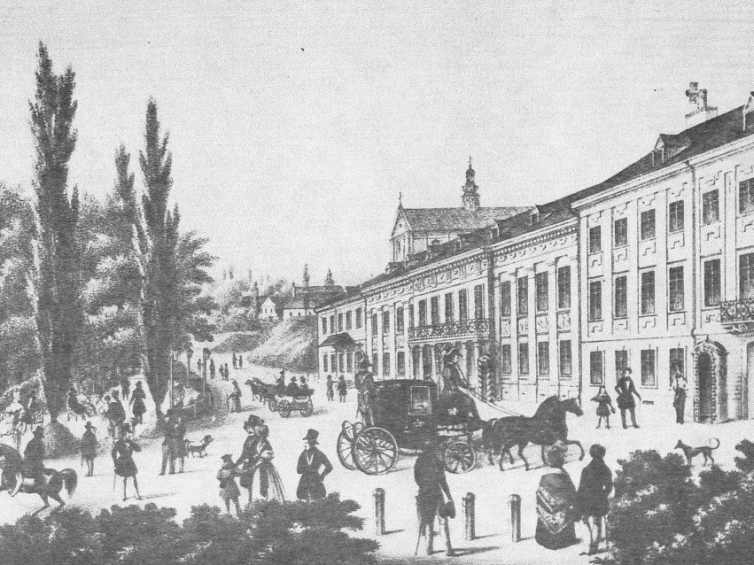 Pałac Namiestnikowski we Lwowie, rycina z pierwszej połowy XIX w. Źródło: P. Szlanta