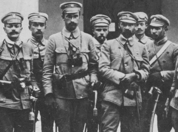 Sztab Strzelecki po zajęciu Kielc w sierpniu 1914 roku. Fot. CAW