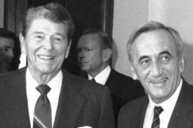 Ronald Reagan i premier Tadeusz Mazowiecki. 1990-09-14. Fot. PAP/I. Radkiewicz