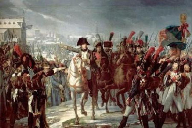 Napoleon na czele Wielkiej Armii. Źródło: Institut Francais.