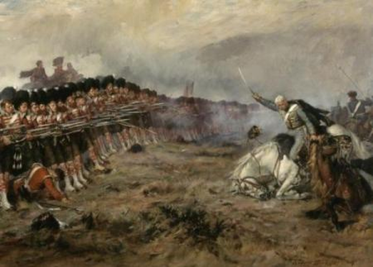 Wojna krymska: "Cienka czerwona linia" obraz Roberta Gibba. Fot. Wikipedia. Źródło: National War Museum of Scotland