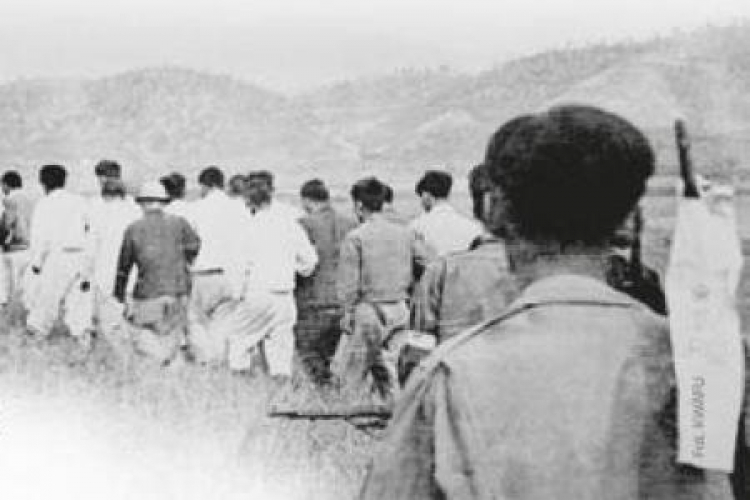 Uprowadzeni południowokoreańscy cywile eksortowani do komunistycznej Korei Północnej, 1950 r. Źródło: IPN/pamięć.pl