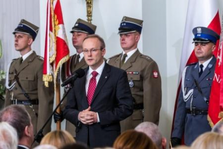 Prezes IPN Łukasz Kamiński w czasie uroczystości w Pałacu Prezydenckim w Warszawie. Fot. PAP/J. Kamiński