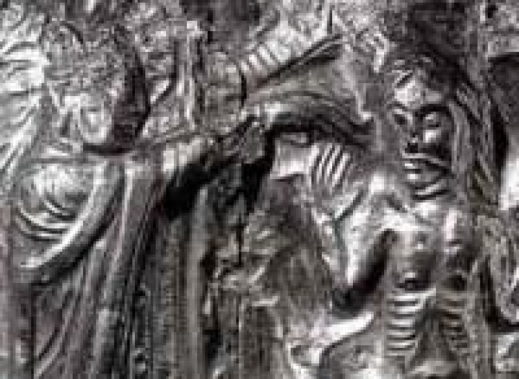Scena przedstawiająca chrzest Haralda Sinozębego. Źródło: Wikipedia Commons