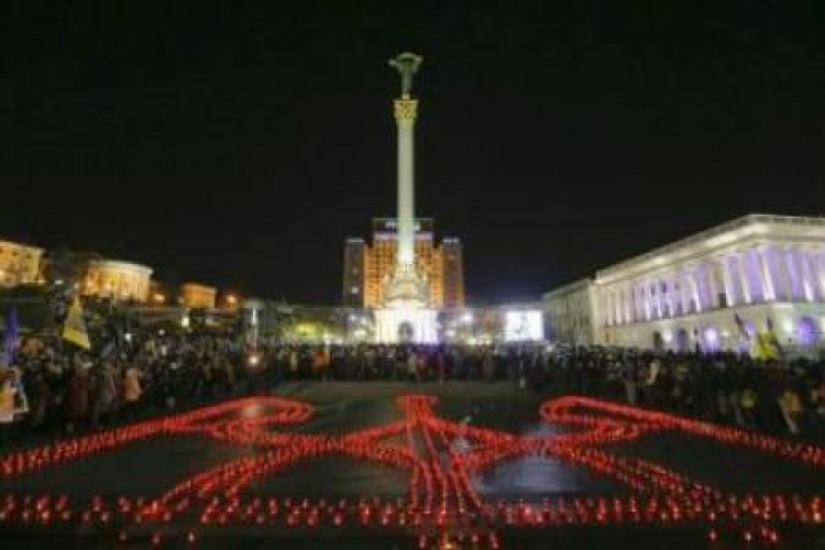 Obchody Dnia Wolności i Godności w Kijowie. Fot. PAP/EPA