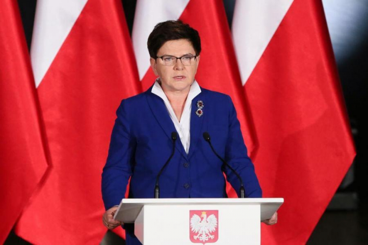Premier Beata Szydło podczas uroczystości upamiętniającej 40. rocznicę powstania KOR. Fot. PAP/P. Supernak 