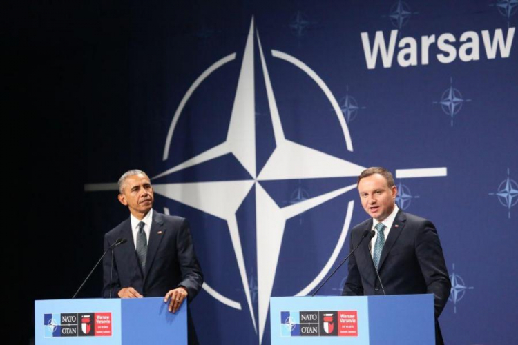 Prezydent RP Andrzej Duda (P) i prezydent USA Barack Obama - wspólne oświadczenie po spotkaniu. Fot. PAP/L. Szymański