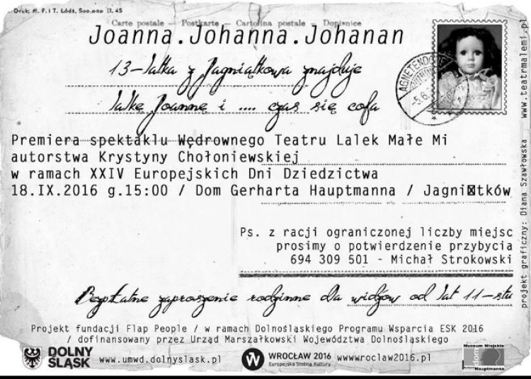 "Joanna.Johanna.Johanan" - premiera lalkowa w Jagniątkowie