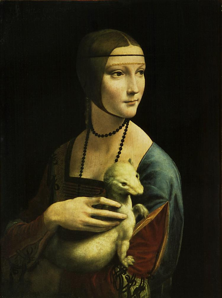 "Dama z łasiczką" Leonarda da Vinci. Fot. PAP/reprodukcja