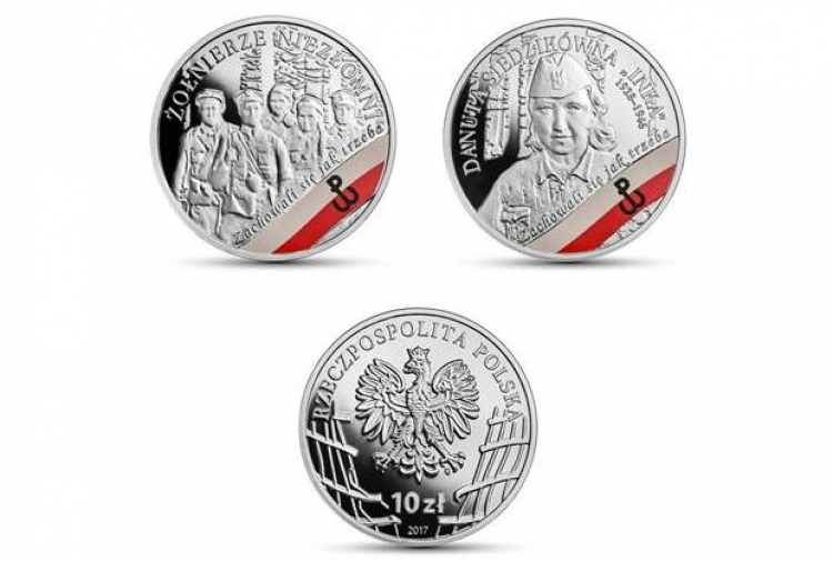 Monety NBP upamiętniające Żołnierzy Niezłomnych. Źródło: Narodowy Bank Polski