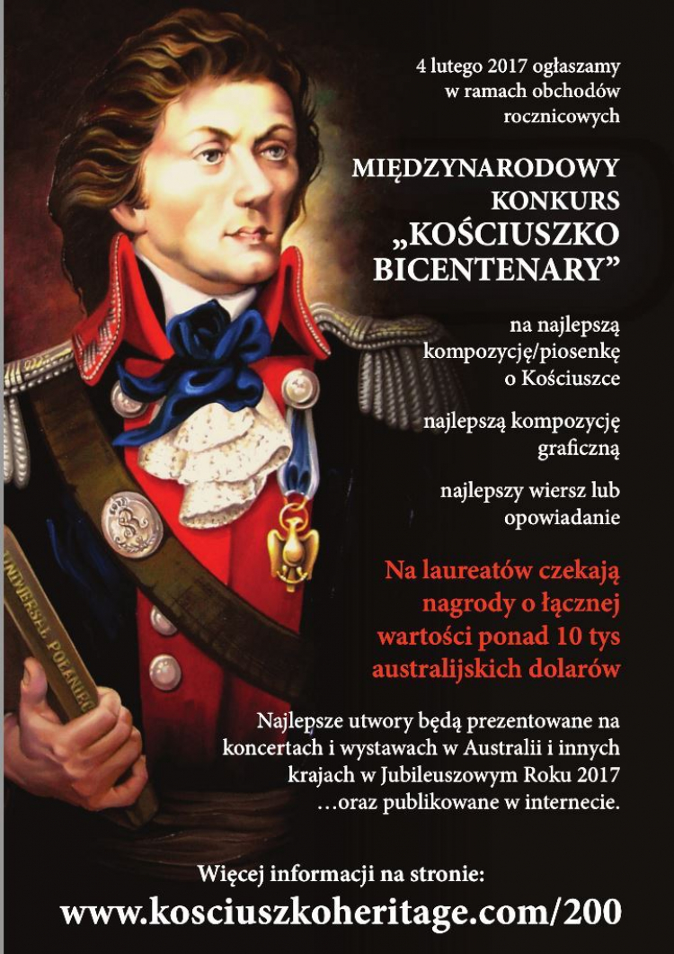Plakat Międzynarodowego Konkursu "Kościuszko Bicentenary"