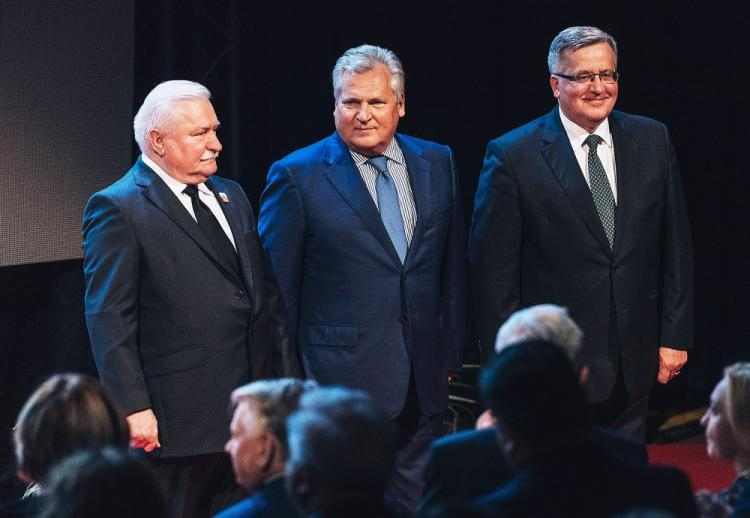 Byli prezydenci RP - Lech Wałęsa, Aleksander Kwaśniewski i Bronisław Komorowski. Fot. PAP/J. Dzban 