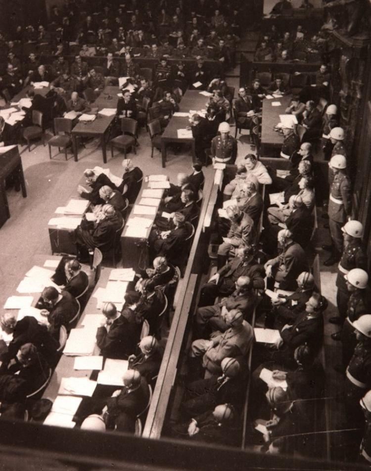 Proces Norymberski - ogólny widok sali rozpraw. XI 1945 r. Fot. PAP/CAF/Archiwum