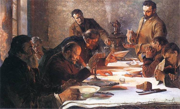 Obraz "Wigilia na Syberii" Jacka Malczewskiego. Źródło: Wikimedia Commons