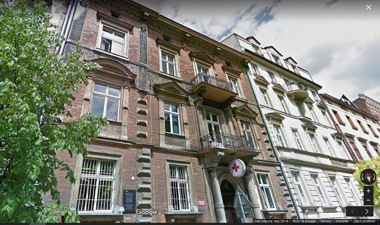 Siedziba oddziału Polskiego Czerwonego Krzyża w Krakowie przy ul. Studenckiej 19. Źródło: Google Maps - Street View
