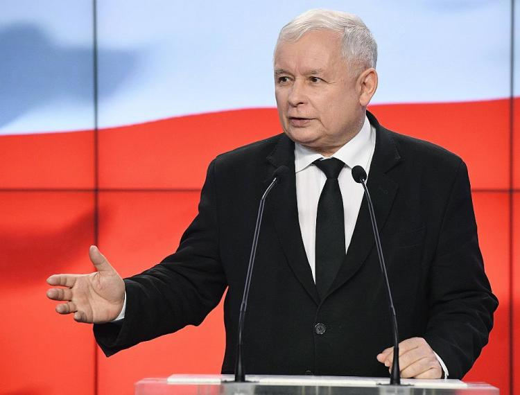 Prezes PiS Jarosław Kaczyński podczas konferencji prasowej. Warszawa, 05.04.2018. Fot. PAP/R. Pietruszka