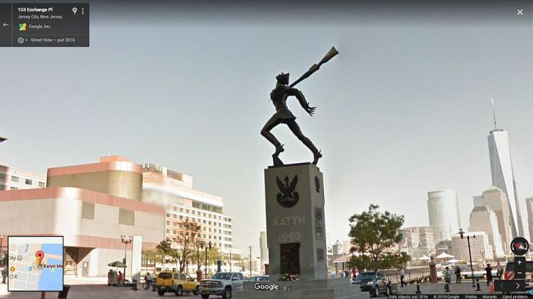 Pomnik Ofiar Katyńskich w Jersey City. Źródło: Google Maps - Street View