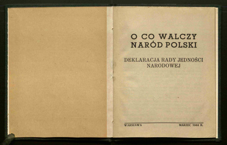 Deklaracja Rady Jedności Narodowej, marzec 1944 r. Źródło: Biblioteka Narodowa/Polona