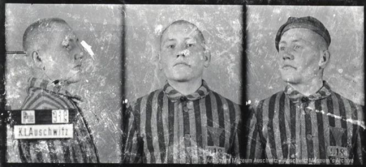 Kazimierz Piechowski - zdjęcie obozowe. Źródło: Muzeum Auschwitz