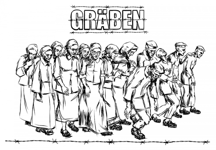 Niemiecki obóz pracy przymusowej w miejscowości Gräben. Źródło: IPN