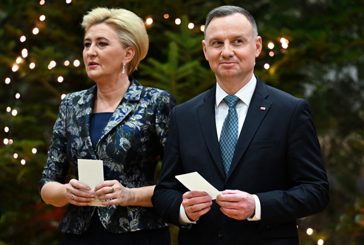 Prezydent Andrzej Duda oraz pierwsza dama Agata Kornhauser-Duda. Fot. PAP/D. Delmanowicz