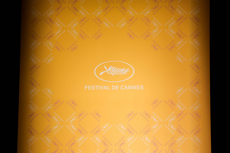 Logo Festiwalu w Cannes przed konferencją zapowiadającą tegoroczną edycję. Fot. EPA/T Suarez Dostawca: PAP/EPA.
