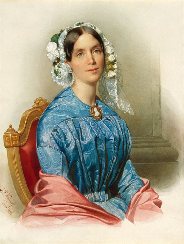 Królewna Marianna Orańska w 1846 r. (akwarela, J. P. Koelman)/Źródło: Wikipedia